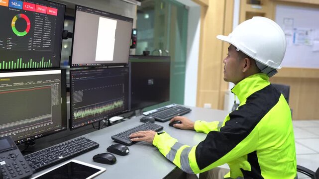 Industrial engineers inspecting operations at a petrochemical and energy plant. Professionals monitoring production systems, infrastructure, safety standards and industrial facility performance.