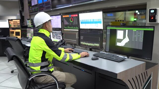 Industrial engineers inspecting operations at a petrochemical and energy plant. Professionals monitoring production systems, infrastructure, safety standards and industrial facility performance.