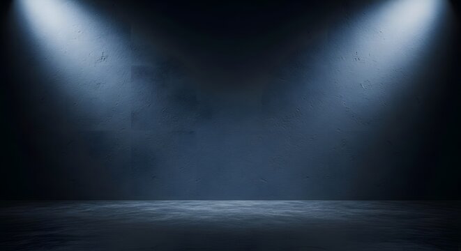 Abstract Dark Blue Textured Studio Background with Spotlight Effect