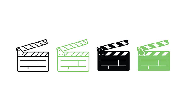 Four clapboard in black, white, and green clapperboard