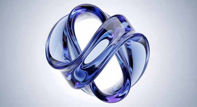 Abstract 3D Glass Torus Knot Sculpture Isolated on White Background