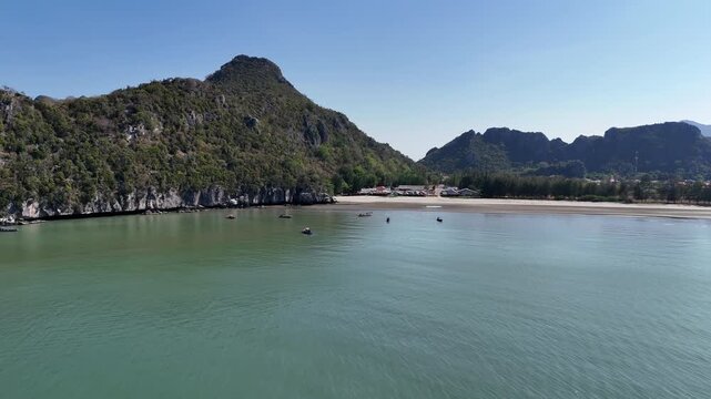 Aerial View Of Bang Pu Beach Thailand Coastline
Aerial view of Bang Pu Beach coastline at Khao Sam Roi Yot National Park Thailand on 19 May 2026.
