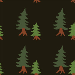 Obraz premium Seamless forest pine tree pattern