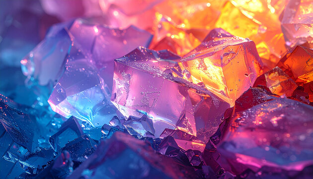 Kubus kristal warna-warni dengan faset geometris