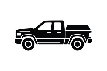 Obraz premium Pickup truck black silhouette vector icon