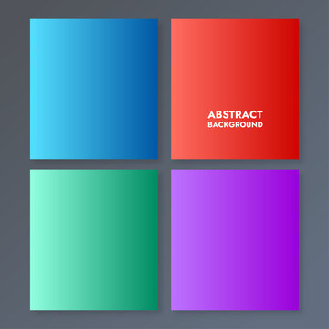 Set of gradient patterns in different colors four squares of different colors
