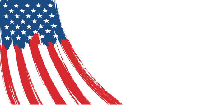 American flag on 4th of july celebration background with brush strokes