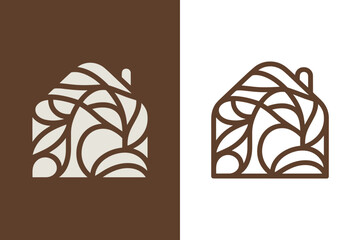 Minimalist house logo design with organic leaf and branch patterns © MdBillal