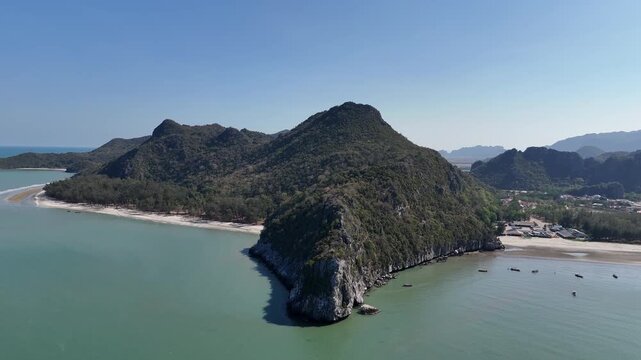 Aerial View Of Bang Pu Beach Thailand Coastline
Aerial view of Bang Pu Beach coastline at Khao Sam Roi Yot National Park Thailand on 19 May 2026.
