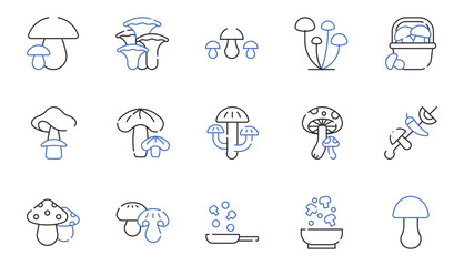 Mushroom and Fungi Line Icons Set Editable Stroke Vector Illustration © Binaya
