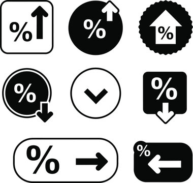 Percentage growth and decline icons