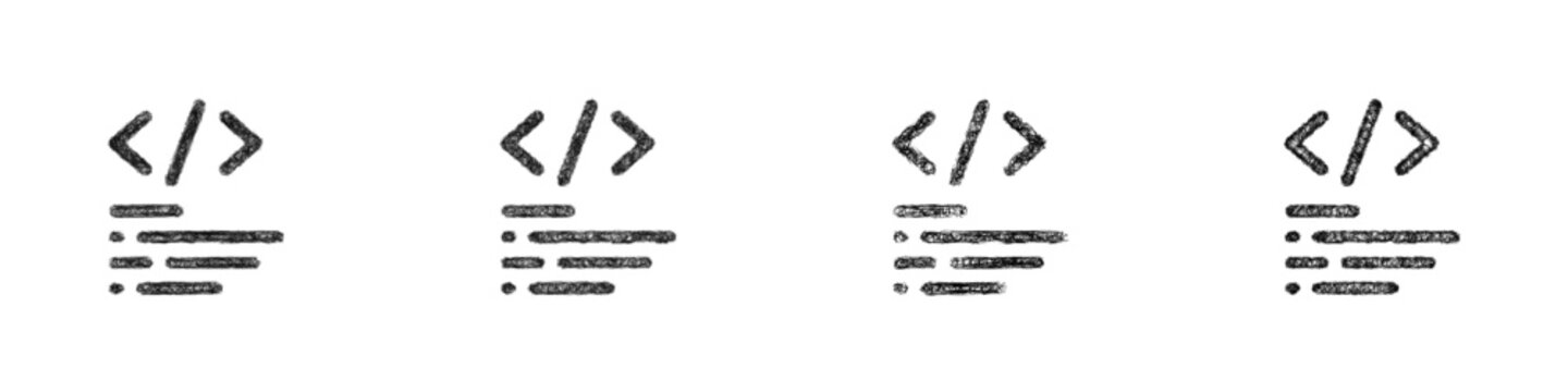 Sketch monochrome source code icon design set
