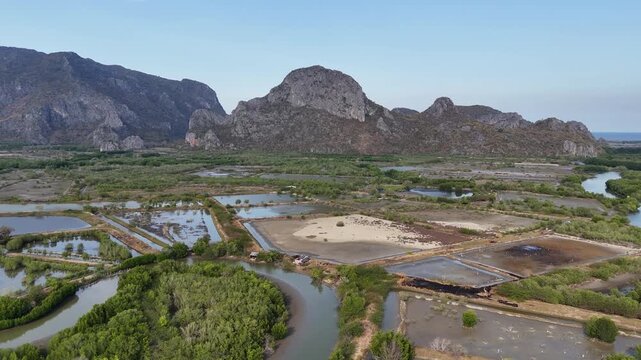 Aerial Drone View Of Bueng Bua Wetlands Thailand
Aerial drone footage of Bueng Bua Wood Boardwalk wetlands and limestone mountains in Thailand on 19 May 2026.
