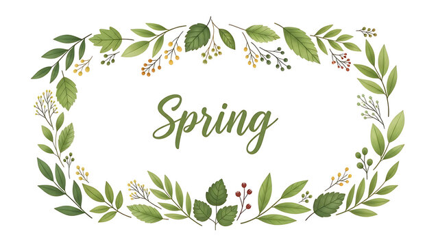 Spring floral border with handwritten text isolated on a transparent background