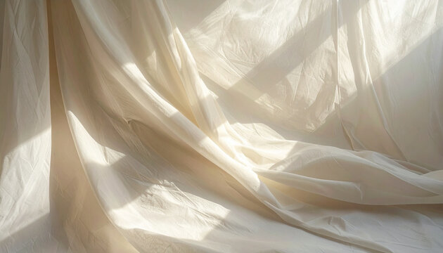 Draped white fabric with soft window light