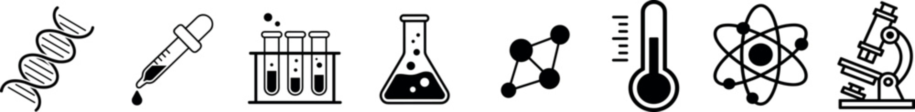 Various chemistry lab instruments isolated on white background vector illustration