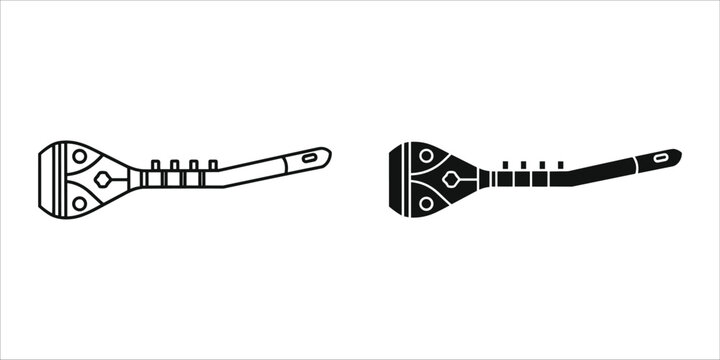 Black and white line of two musical instruments line musical instruments