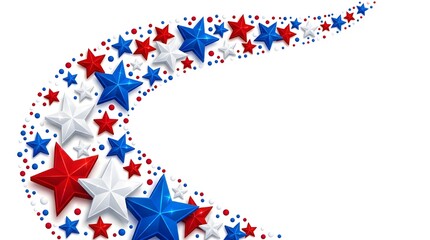 Fototapeta premium Patriotic star border with red white and blue elements
