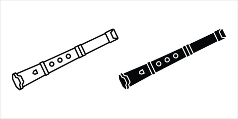 Two black and white of flutes with finger holes musical instrument © JakirStock