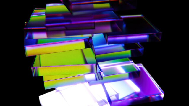 Dispersion glass blocks. Computer generated render