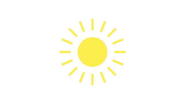 Simple animation of outline sun icon symbol. Motion graphic shape animation.
