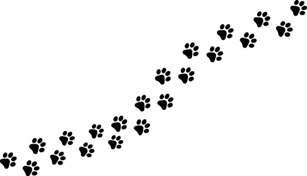 Paw print cat, dog, puppy pet trace. Flat style