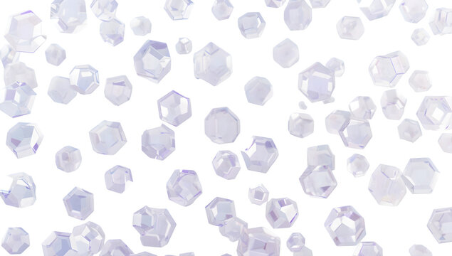 White crystals on black background, gems
