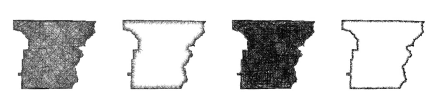 Sketch monochrome Lee County (Georgia) outline map design set