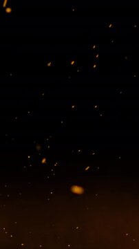 4k stock | Cloud smoke orange color fire sparks overlay rising up background ideal for cinematic video transitions and burning effect overlays.
