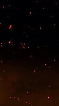 4k stock | Cloud smoke orange color fire sparks overlay rising up, perfect for cinematic visual effects and dramatic background transitions.