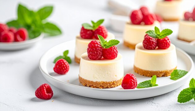 Mini-Cheesecake mit Himbeeren