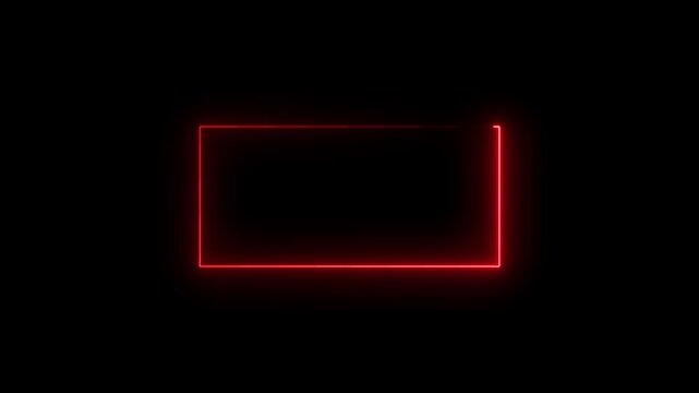 Glowing neon square rectangle picture frame icon animation shape frame rotation footage round border frame.