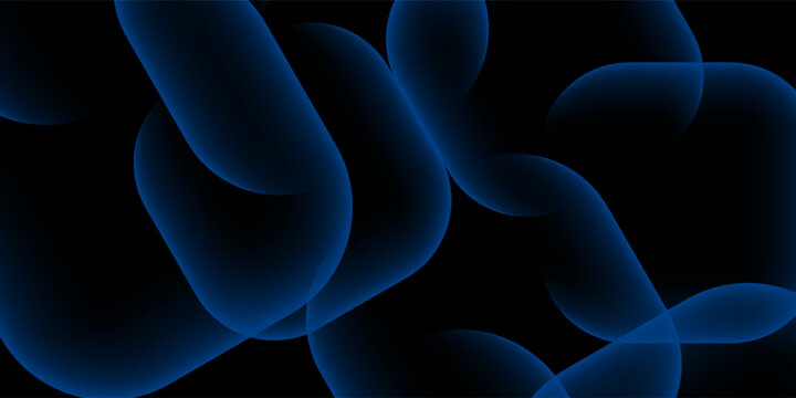 Futuristic geometric backdrop with navy blue neon soft lighting on black background, suitable for creative tech layout, poster, and digital art.