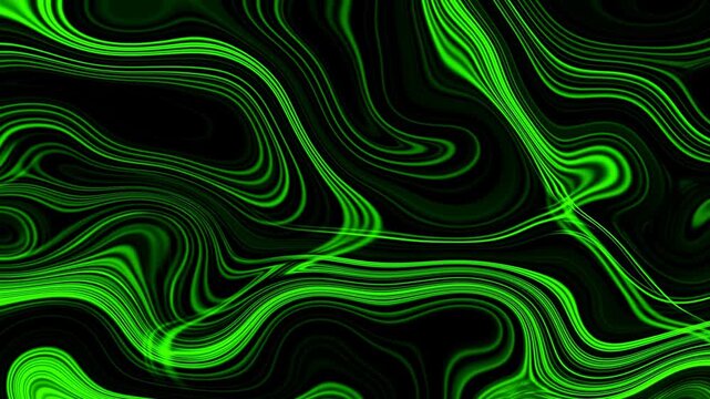 Captivating Visual Display Combining Bright Neon Ribbons With Swirling Green Marble Effects For Musical Events