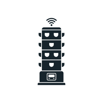 Vending machine with wi-fi symbol on black and white