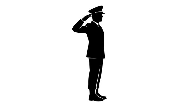 Military soldier salute silhouette vector illustration honor and respect icon on white background