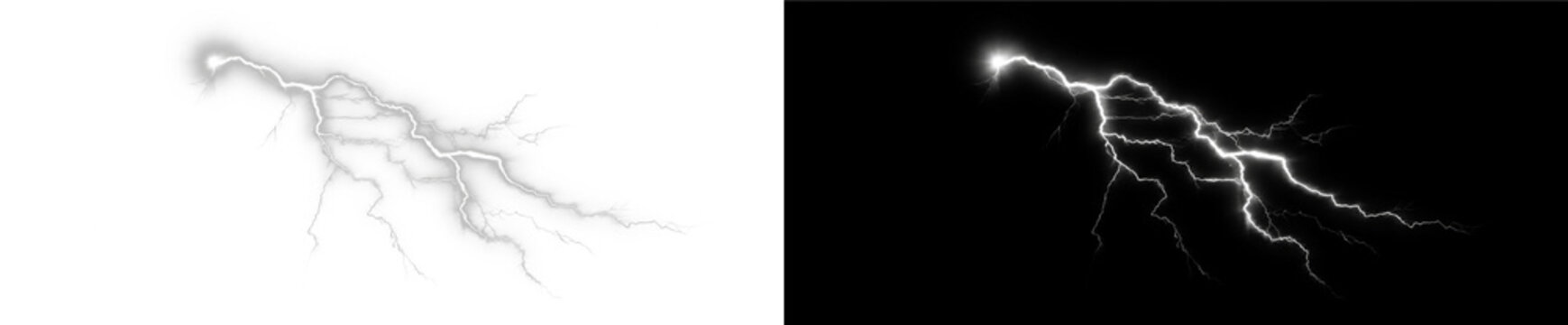 Glowing white lightning bolt png overlay with radiant electric energy effect, on transparent background