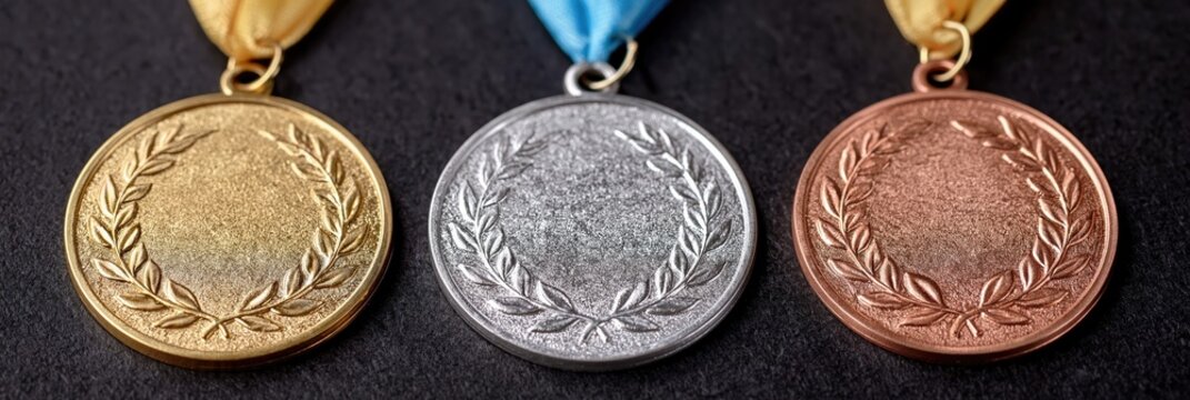 gold, silver, and bronze medals 