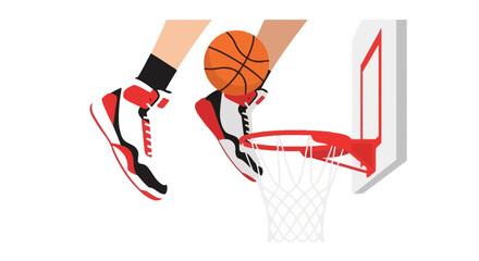 Basketball Player Dunking Slam Dunk with Ball Over Hoop - Sports Action Illustration © Jazz