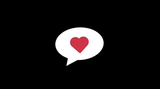 Chat Bubble Bouncing Animation with Red Heart Symbol on White and Black Backgrounds