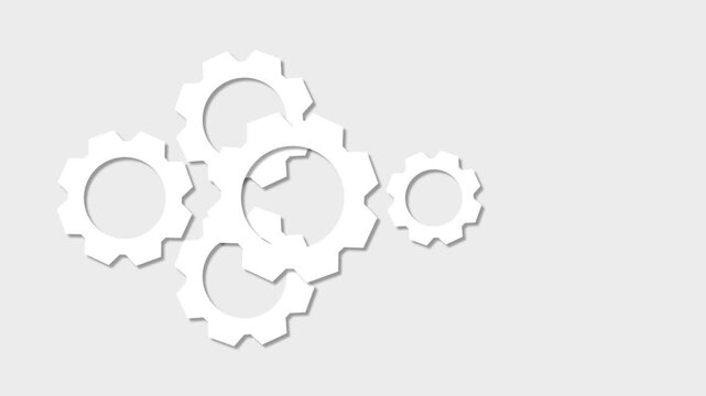 Mechanical Cogwheel Gear Illustration with Continuous Rotation on Light Gray Background