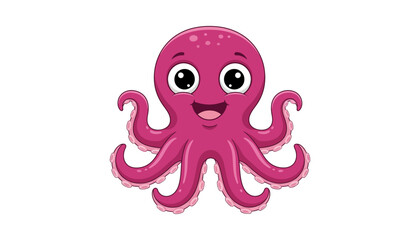 Stylized cartoon pink octopus illustration © MonwaraStock