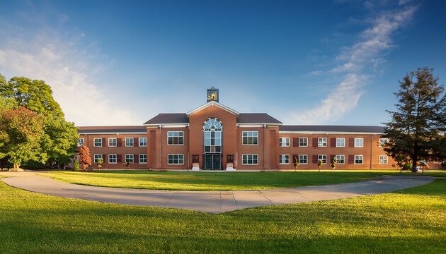 view of architecture of american school building exterior concept