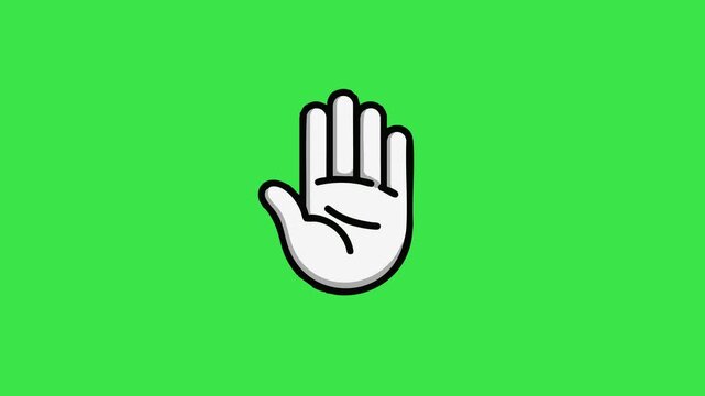 stop hand sign animation isolated on a green background