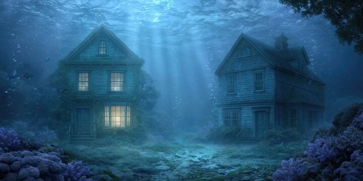 house underwater - mortgage and foreclosure concept with underwater mortgage