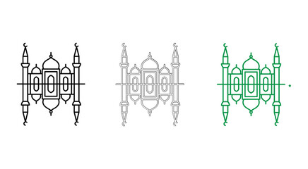 Obraz premium Elegant green castle with towers and arches in a fantasy style Vector
