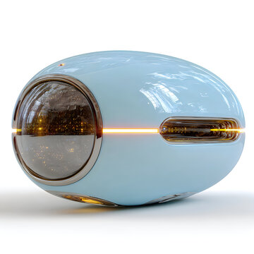 Sci fi capsule form smooth glossy texture glowing light minimalist modern concept wallpapers