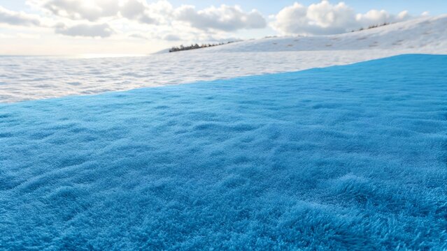 Vibrant blue ice on snowy landscape winter cold frozen