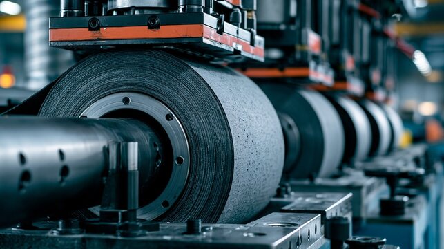 Medium shot showing composite fiber sheets fed into stamping machines transforming raw materials into durable engine gaskets with high heat resistance.