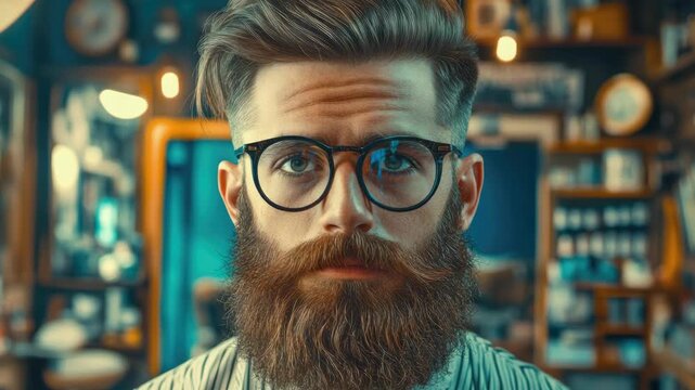 Portrait of Bearded Man in Glasses
